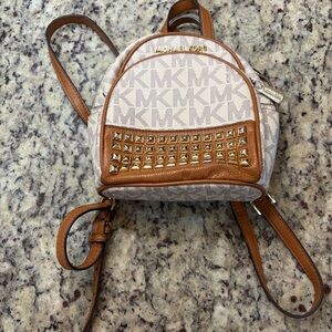 Michael Kors Tan and Cream Studded Mini Backpack
